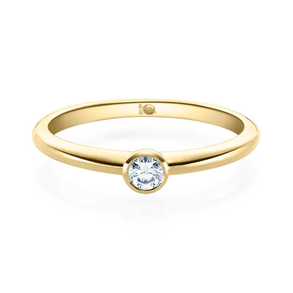 Verlobungsring /Antragsring in 585 Gelbgold mit einem Brillanten in Zargenfassung 